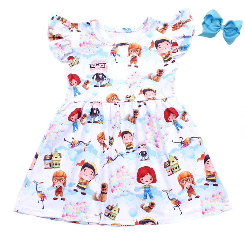 

Summer baby girls dress clothing girls cartoon kids white dress children milksilk dress girls boutique dresses with bow