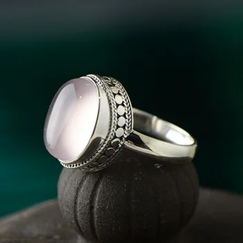 

Guaranteed Sterling Silver Ring 925 For Women Initial Women Rings Natural Rose Quartz Stone Fine Jewelry Anillo Compromiso