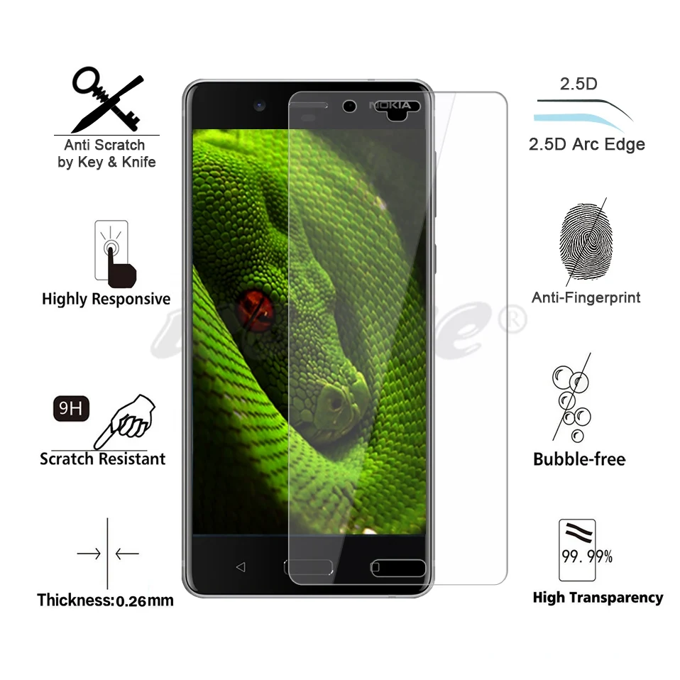 Icoque 9H 2.5D Glass for Nokia 8 Screen Protector Glass Display Film for Nokia8 Nokia 5 6 7 3 2 Nokia 8 Tempered Glass Protector (2)