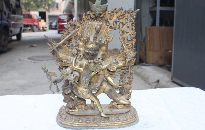 

Tibet Temple Bronze Copper Mahakala Hayagriva Yab-Yum Tantric Buddha Statue