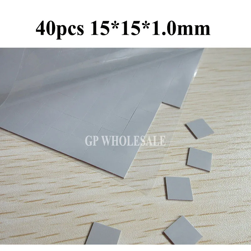 

40pcs 15*15*1.0mm Black Soft Silicone Thermal Pads Mat for IC Chip Heat Sink Hot Transfer, Heat Conduct