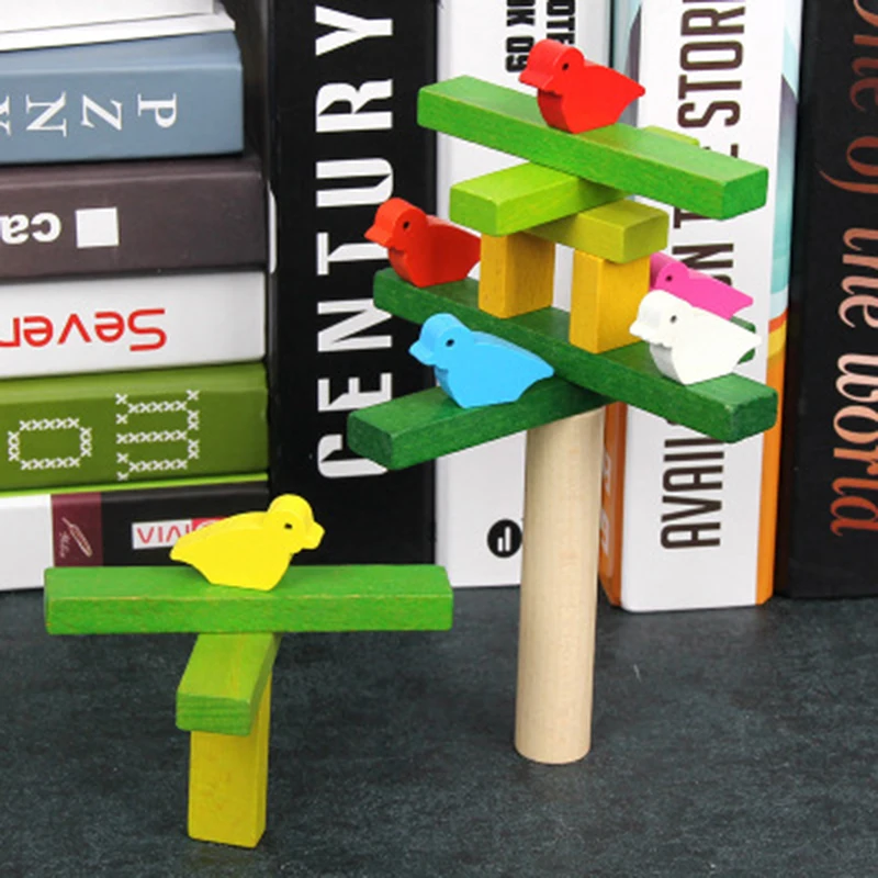 Деревянный игрушечные Кирпичи Птица бревне Jenga игрушки Логические блоки обучение маленьких детей Oyuncak детей подарок на день рождения