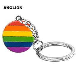 LGBT Pride Rainbow Genderqueer транссексуал круглый брелок Металлический брелок модные украшения для влюбленных - Окраска металла: XY0309-K