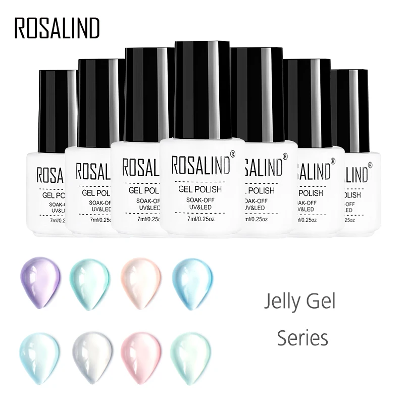 Гель лак для ногтей Rosalind 1 s 7 мл серии Jelly можно замочить от УФ светодиодов