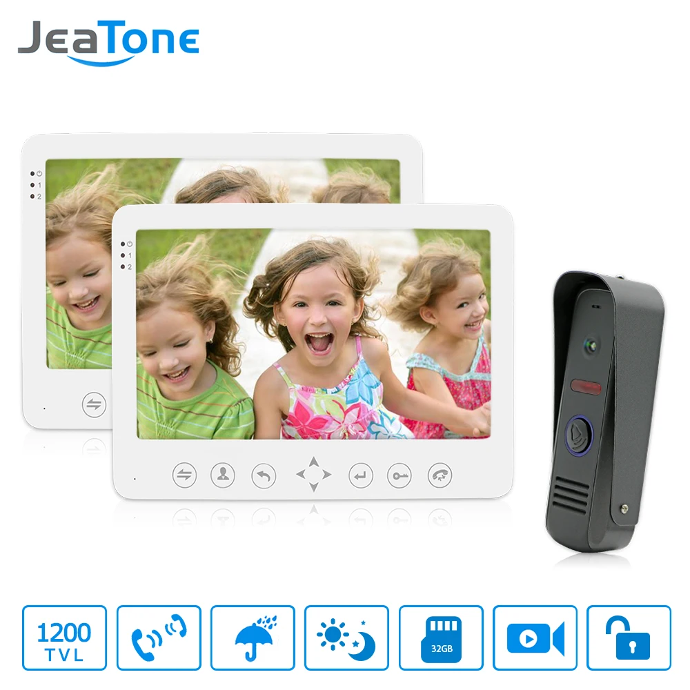 JeaTone 7\ TFT LCD Wired Video Door Phone Intercom Unlocking Doorbell Home Security Camera Night Vision Visual Doorbell