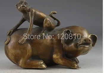 

Chinese Copper Vintage Hand Hammer Pig Monkey Statue Collection