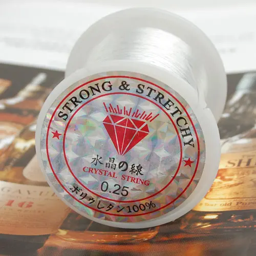 Phenovo 70M 1 Roll White Elastic Stretch Crystal Clear Beading Thread for Stringing Beads Stones Charms Pendants 0.25mm