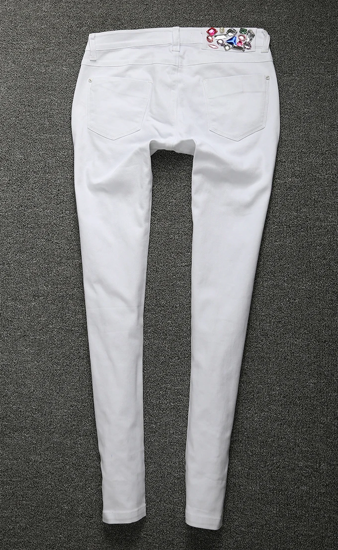 Abalorios Del Denim De Tobillo Pantalones Moda Primavera White Mezclilla La Mujeres Agujero 2019 Longitud Las Lápiz Delgados xfFAqRw6