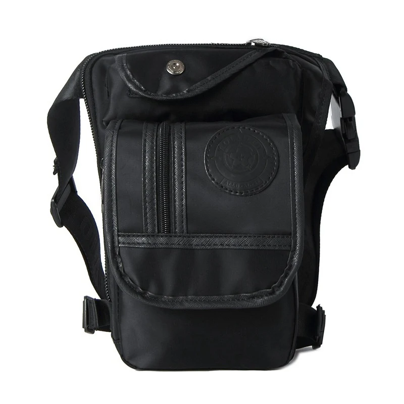 Новая модная качественная Водонепроницаемая холщовая поясная сумка Повседневная дорожная мужская сумка мотоциклетная сумка на ногу поясная сумка 4 цвета - Цвет: nylon black