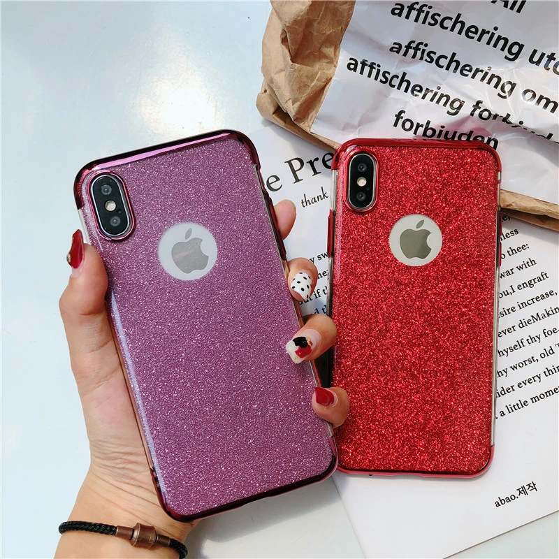 

Cyato Plating TPU Phone Case For iphone X case For iphone SE 5 5S 7 8 Soft Glitter cover For iphone 8 7 6S 6 S Plus X Case capa