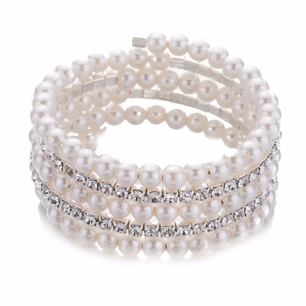 Braided Crystal Imitation Pearl Bracelets Multi Layer Wedding Bracelets & Bangles Pulseras Mujer Jewelry Braided Crystal Imitation Pearl Bracelets Multi Layer Wedding Bracelets & Bangles Pulseras Mujer Jewelry