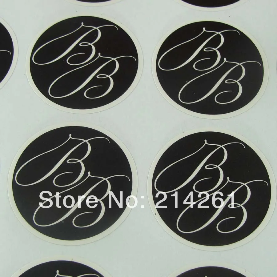 Wholesale Custom Round Pvc Sticker Label Black with White Logo Label