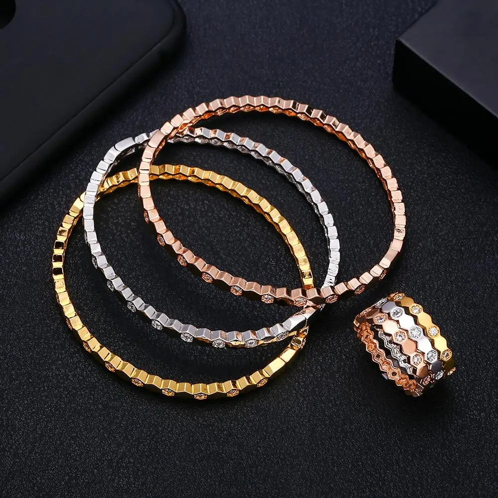 Роскошные в форме пчелы браслет кольцо наборы Мода Дубай серебряные свадебные комплекты украшений для женщин Свадебные brincos para as mulheres