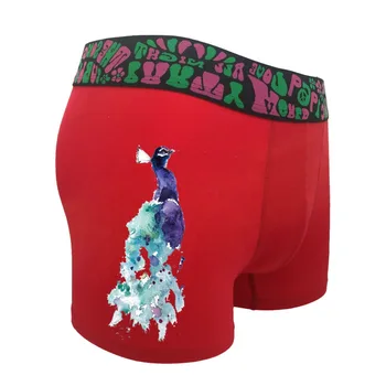

Unique Cartoon Peacock Print Cotton Boxer Underwear Men Plus Size Underpants Sexy Modis Bielizna Calzoncillo Hombre Breathable