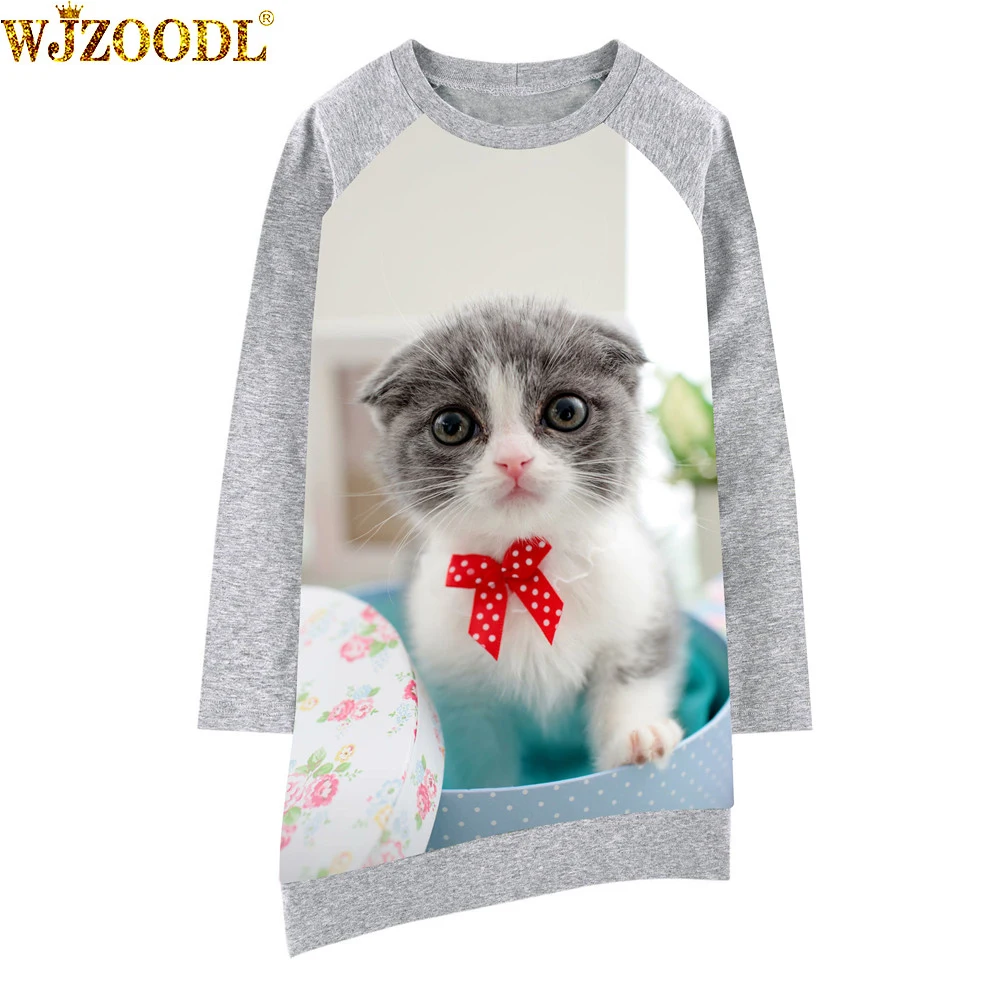 

kids dress Lovely cat Long sleeve new Girl clothing Fashion Kids Baby Dresses baby Print Children Dress Designer baby