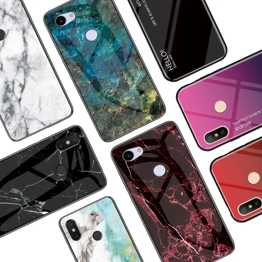 Мраморный чехол из закаленного стекла для Google Pixel 3A XL градиентная защитная задняя