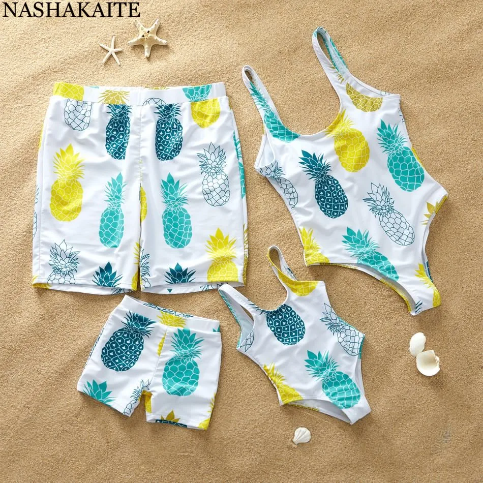 matching pineapple swimsuits