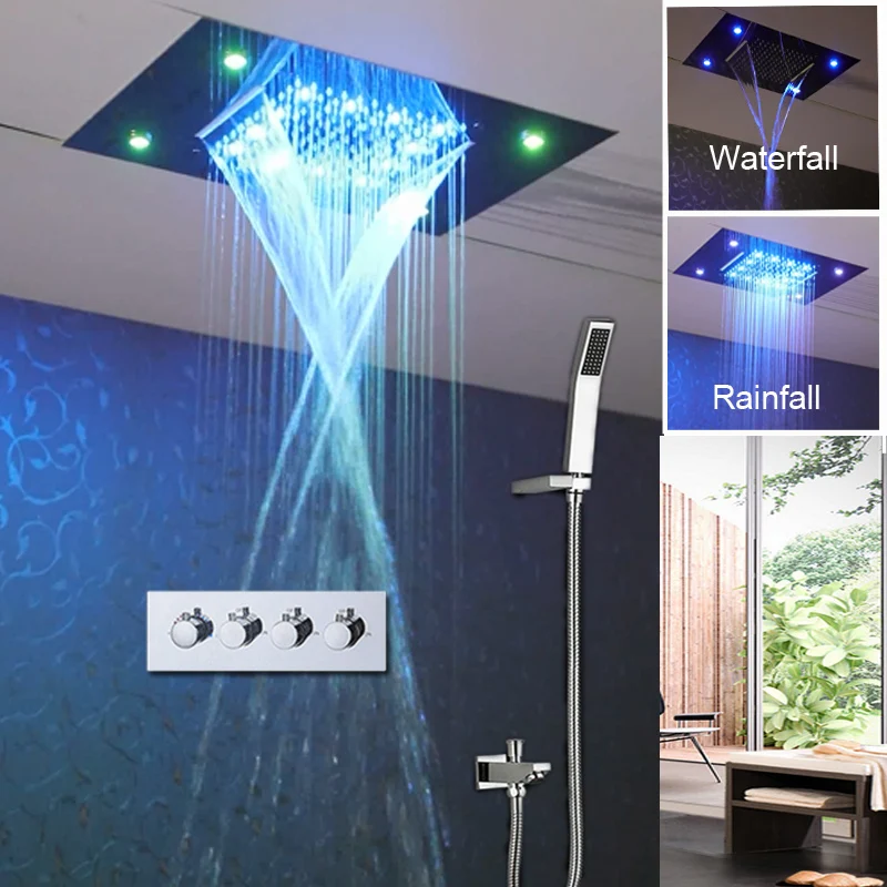 Waterfall Shower Head Set Ceiling Concealed Luxury 2 ...