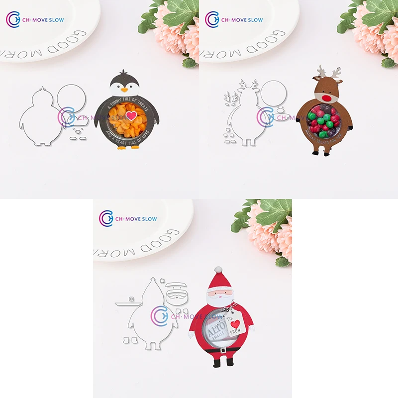 

CH Penguin, Reindeer, and Santa Metal Cutting Dies For Scrapbooking DIY Cards Album Decoration Embossing Hands-on DIY Album Dies