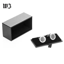 Boîte à boutons de manchette en Faux cuir pour hommes, boîte de rangement de bijoux en Faux cuir noir, boîte de cadeau, porte-boutons de manchette