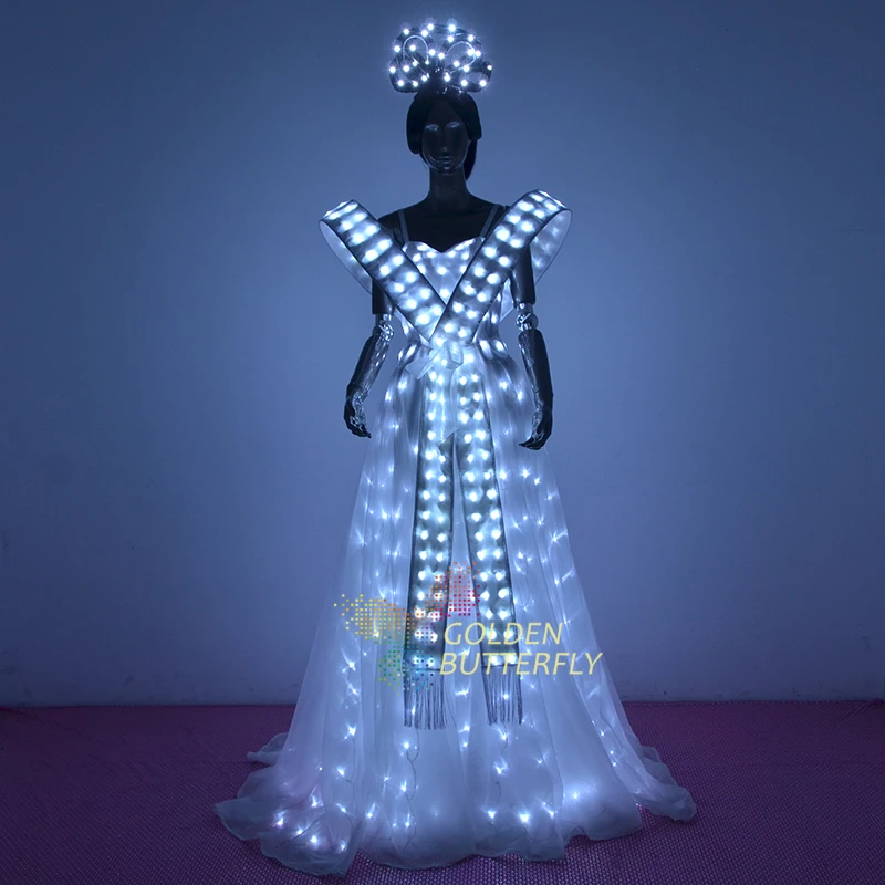 LED Clothing LED long skirt Light dress glowing garmentin Ballroom