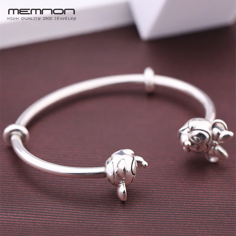 

Winter New Mouse Open Bracelets for women 925 Sterling Silver bangles for Women Fit S925 silver charms Beads DIY Jewelry Making