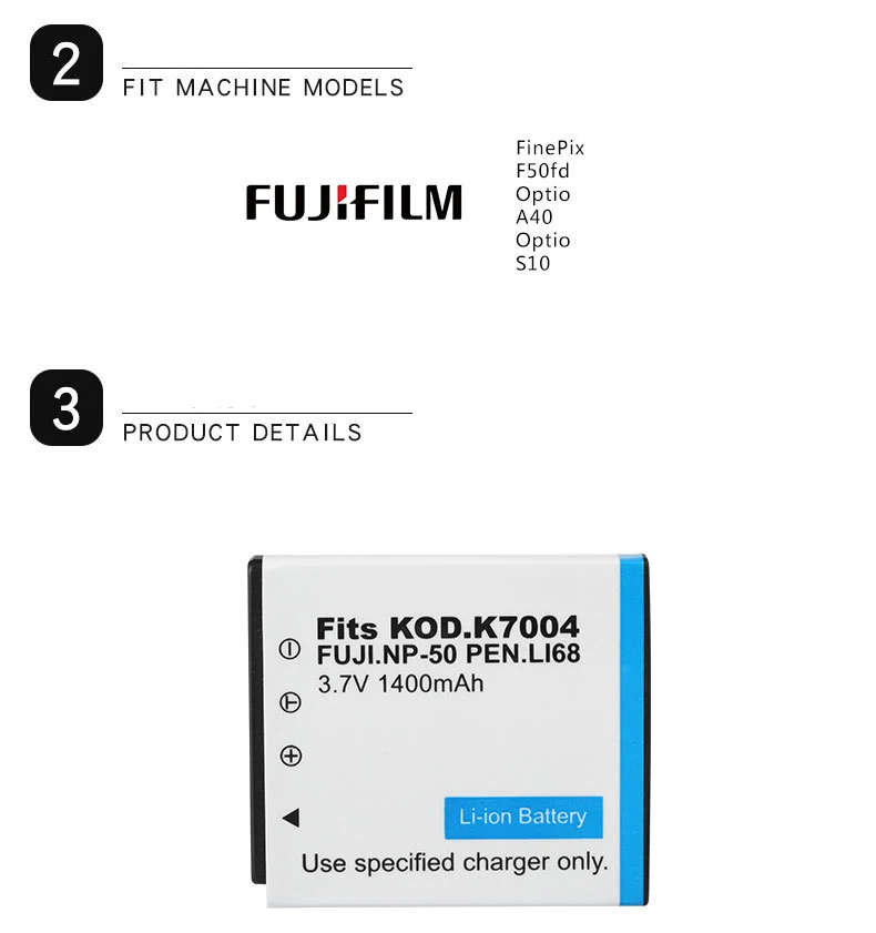 Dinto 1 шт. 1400 мАч 3,7 V FNP-50 FNP50 NP-50 NP50 аккумулятор для Fujifilm для Pentax D-Li68 для KODAK KLIC-7004 KLIC-7004 K7004