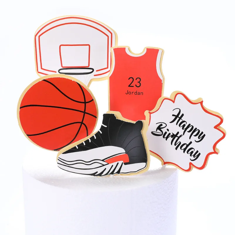 Joyeux Anniversaire Cake Topper Deco Gateau Anniversaire, 2Pcs Basketball  Decoration Gateau Football, Décorations De Gâteau [u1046]