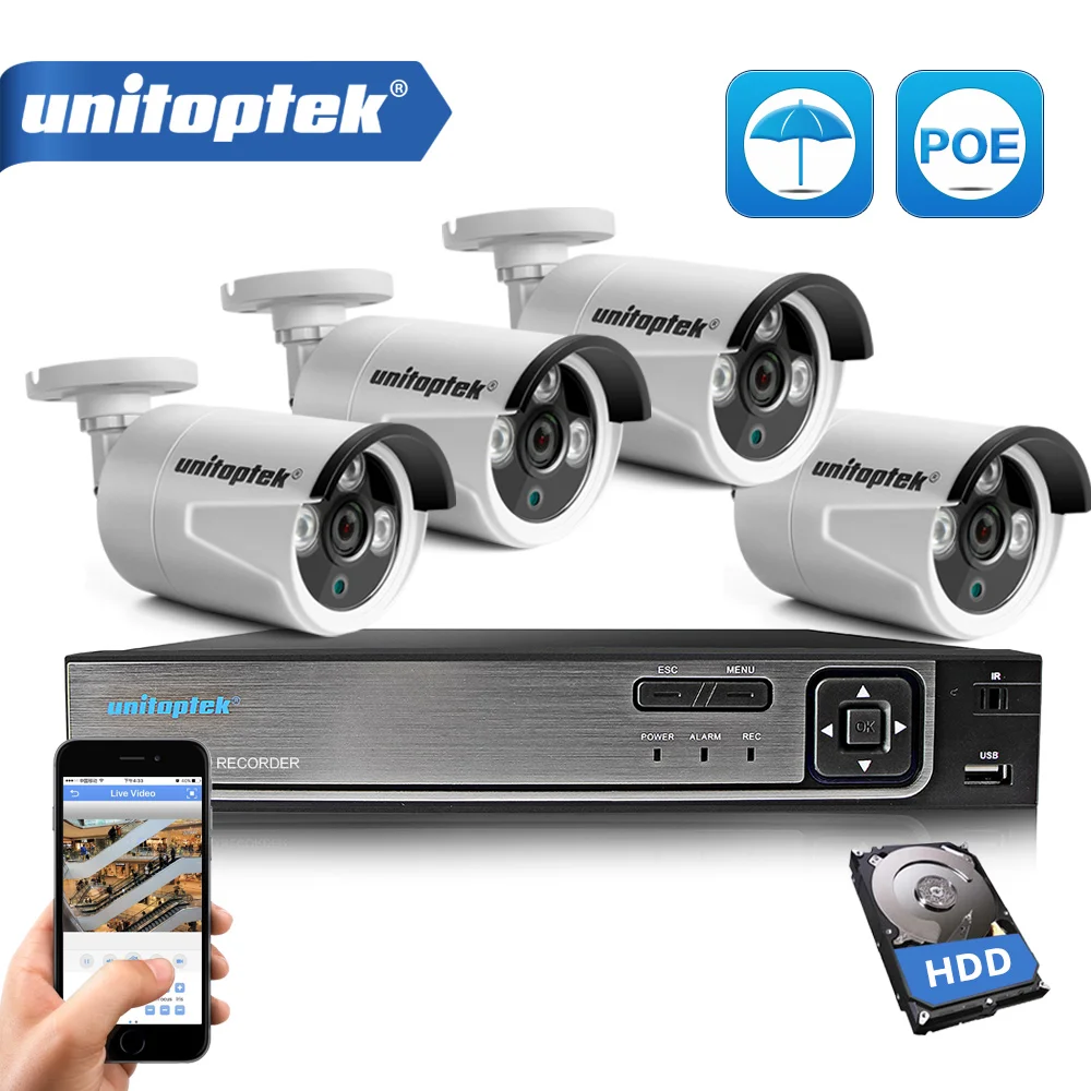 

Plug And Play 4CH POE NVR Kit CCTV System 1080P 4MP IP Camera Outdoor IP66 Waterproof Security Video Surveillance Camera Set P2P