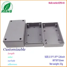 Водонепроницаемый серый пластиковый корпус проект коробка инструмент стол чехол Корпус 80*50*32 мм 10 шт./лот