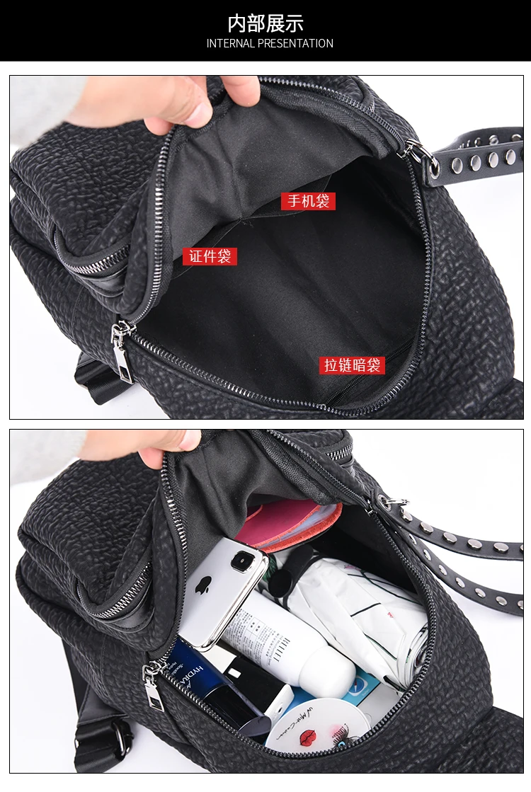 Модный Glisten рюкзак женский заклепки высококачественный Молодежный женский черный дикий рюкзак из искусственной кожи Простая Сумка