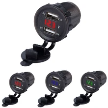 5V 2.4A+ 2.4A лодка мотоцикл автомобиль USB зарядное устройство разъем вольтметр прикуриватель автомобильный адаптер зарядного устройства с двойным USB Voltage12v-24V