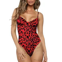 Женский красный Леопардовый цельный купальник на бретельках без стальных опор Леопардовый принт с открытой спиной с бикини с подкладкой комплект спортивной плотной пляжной одежды# XP