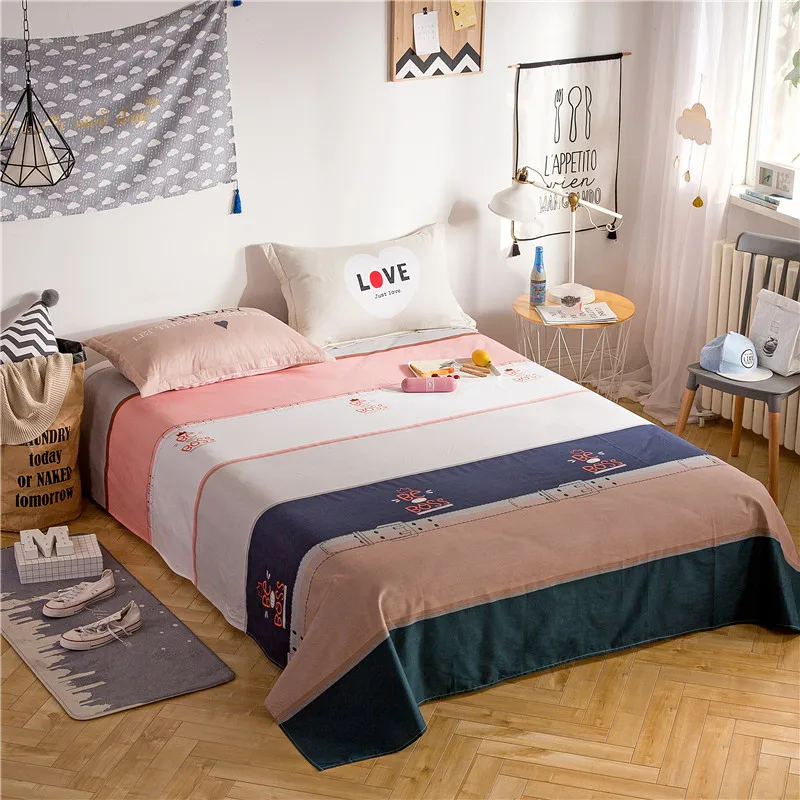 

Cute Cartoon Colorful Mosaic Cartoon Pattern 3Pc 100% Cotton Flat Sheet Bedding Linens Bed Sheets Pillowcase Queen King 3 Size