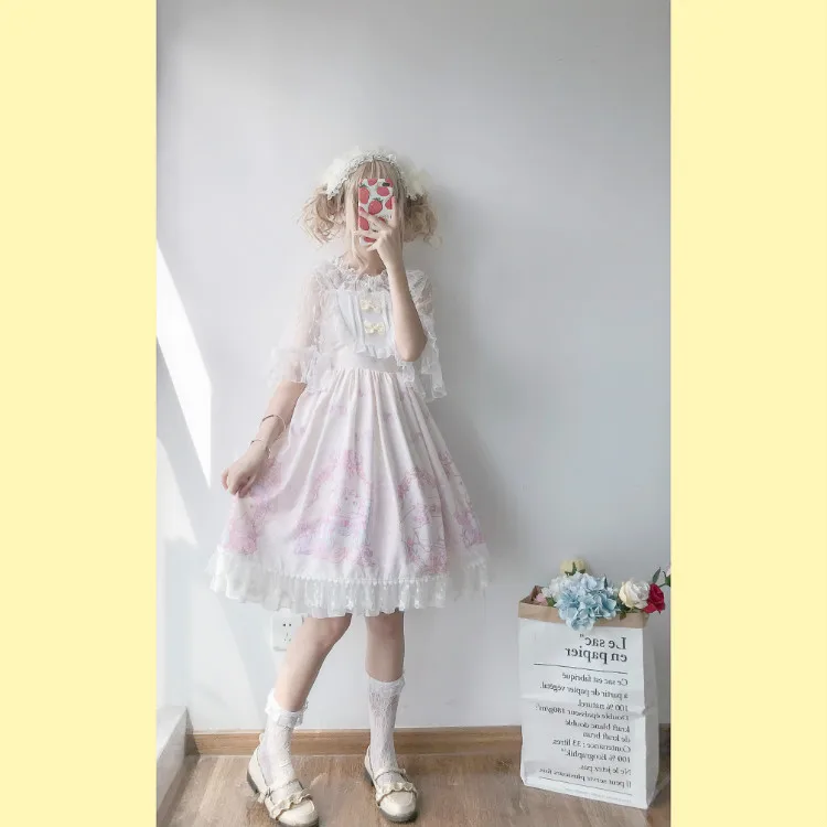 Cosplay&ware Kawaii Clothing Japanese Fashion Lolita Jsk Dress Women Summer Cute Bow Cat Strap Gothic Tea Party Sweet -Zentai shop online