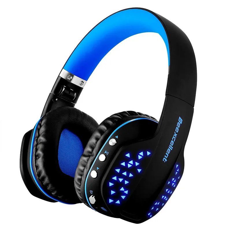 Beexcellent Q2 складные беспроводные Bluetooth наушники шлем игровая гарнитура с микрофоном светодиодный светильник для телефона PS4 xbox Tablet PC Gamer - Цвет: BLUE