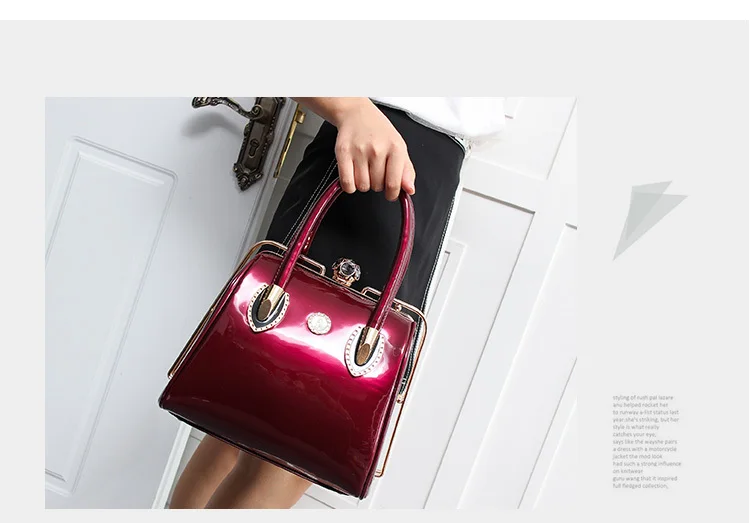 Роскошная модная женская сумка-мессенджер, повседневная сумка-тоут, лакированная кожа, сумки, фирменный дизайн, высокое качество, бриллианты, сумки через плечо