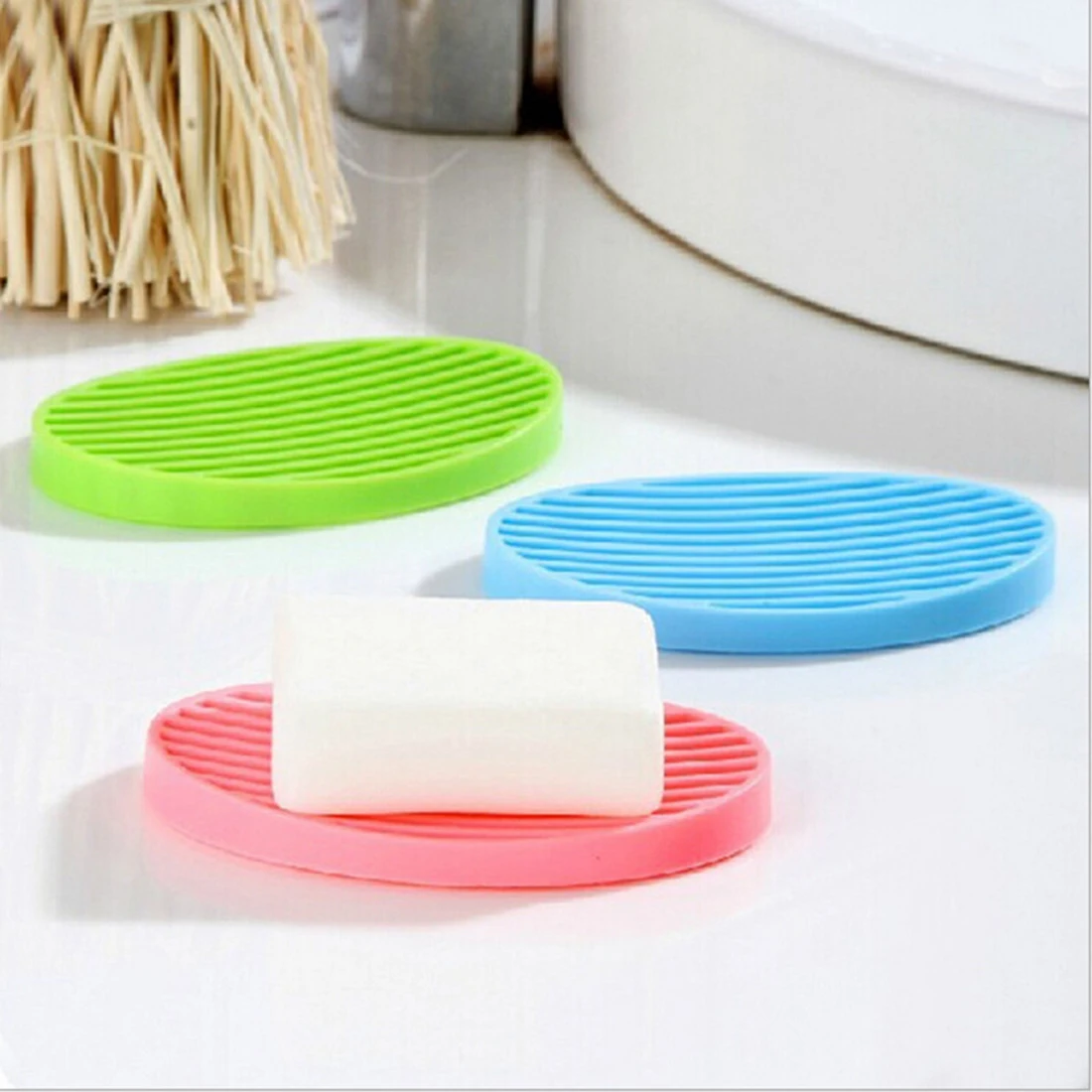 Silicon Kitchen Fashion Flexible Soap Dish Plate Bathroom Soap Holder