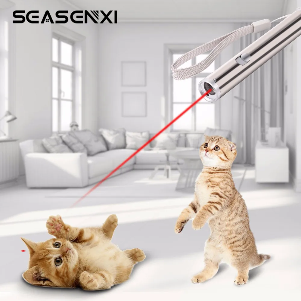 Cat Chaser Toys For Cats Kitten 2 in 1 Multi Function Funny Laser For Cat Toys Interactive LED FlashLight For Kedi Pet Products