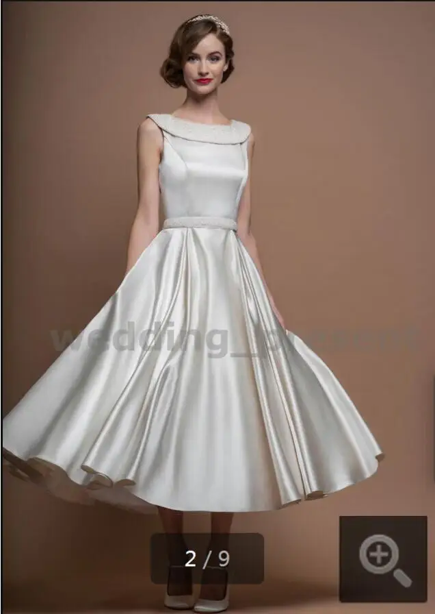 Satin Ankle Length Wedding Dresses