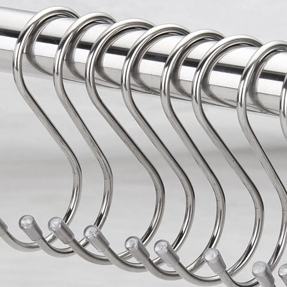 Bathroom Kitchen Tools 12pcs Bathroom Shower Curtain Rings Chrome Hooks