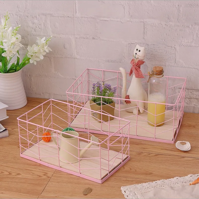 

2 Color Household Wire Basket Wrought Iron Art Storage Combination Desktop Holder Metal Kitchen Bathroom Sundries Container