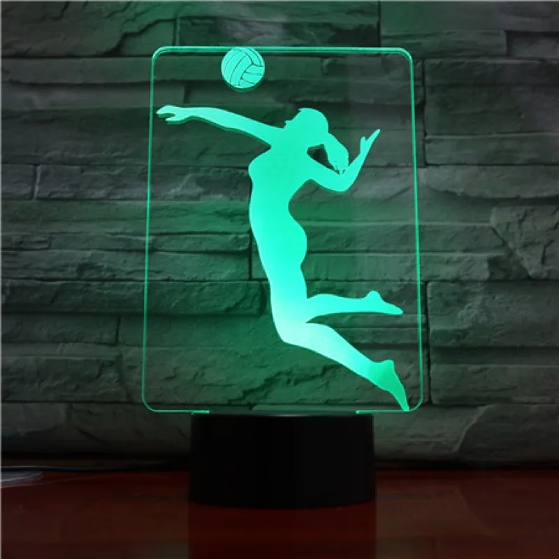 

Sport Women Volleyball Player Action Figure Girl Led Night Light Color Changing Kids Nightlight Bedroom Child 3d Night Lamp Usb
