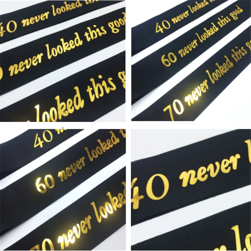 1Pcs Gold 40 60 70 Happy Birthday Party Decorations Adult Shoulder Straps Etiquette Belt Bachelorette Party Decor Party Supplies