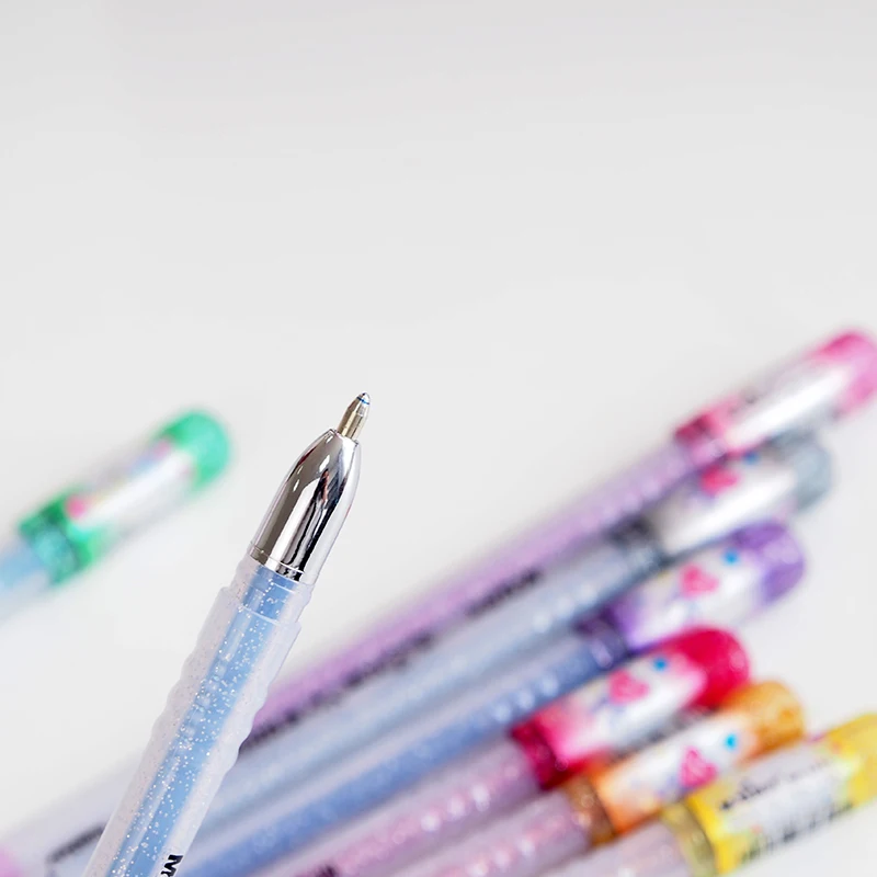 M& G 8 цветов/набор гелевых ручек с блестками 1,0 мм, металлические неоновые мелки Цвета Гелевые Ручки для рисования авторучка подарочные канцелярские принадлежности