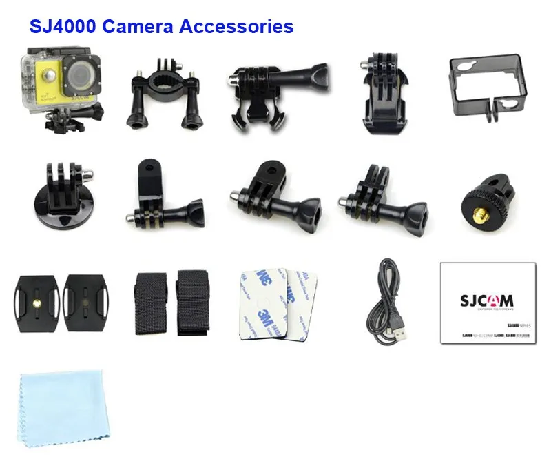 Original SJCAM SJ4000 Series SJ4000 & SJ4000 WIFI Action Camera  1080P HD 2.0"  Waterproof  Camera Sport DV Connector Set motorcycle helmet cam