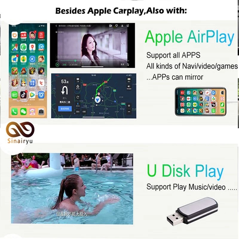 Perfect Sinairyu Car multimedia Aftermarket OEM Apple Carplay Android Auto A5 MMI 3G 3G+ Smart Apple CarPlay Box IOS Airplay Upgrade 3