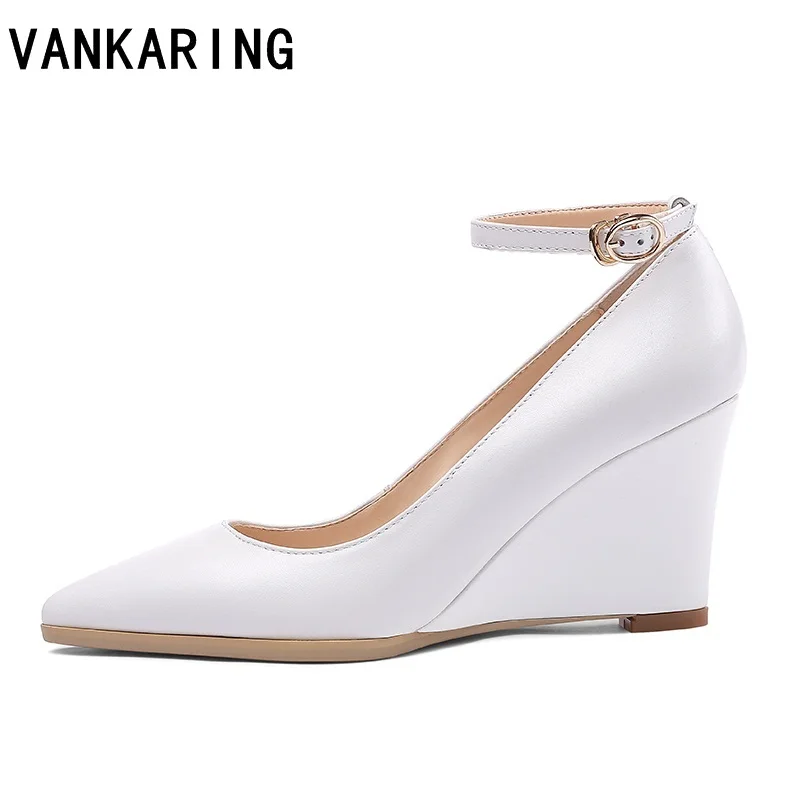 

black white platform wedges shoes pumps women high heels platform shoes pointed toe leather pumps cross tie ladies dress shoes