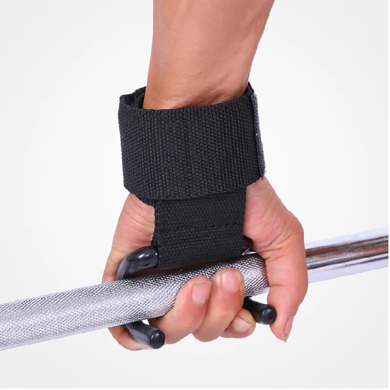 2PCS metal powerlifting Weight Lifting Wrist Support Strap Grips Hook