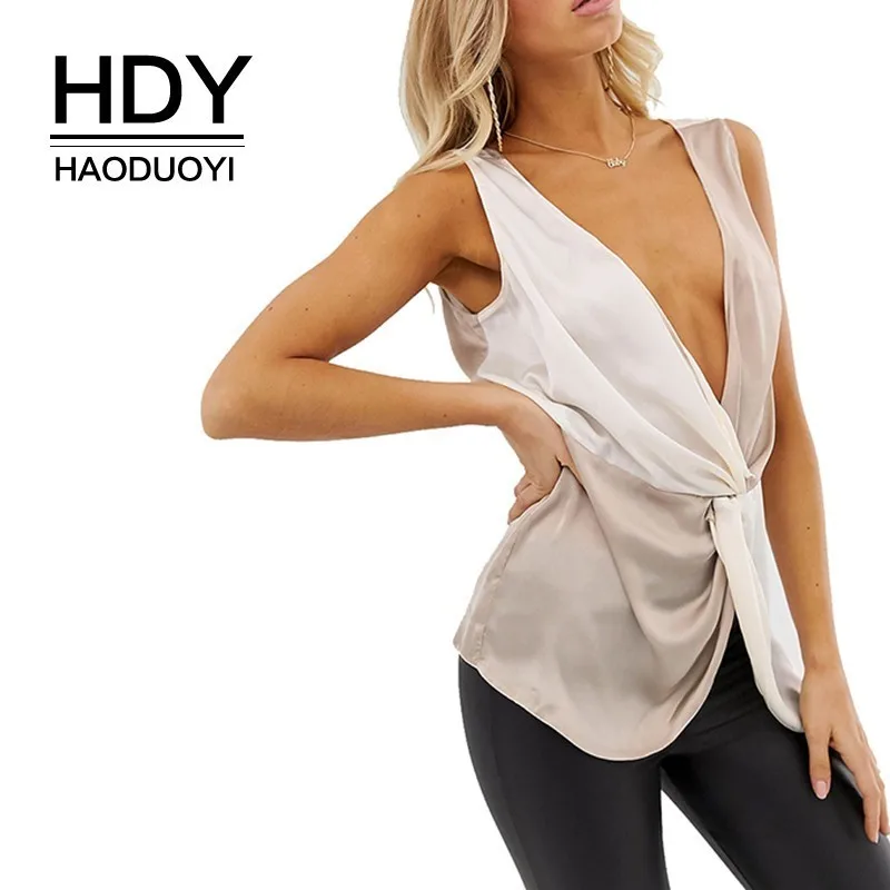 Женская Повседневная однотонная куртка без рукавов HDY Haoduoyi топ с глубоким